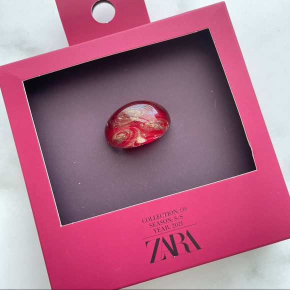Zara Jewelry - Zara Glass Ring Red Gold
